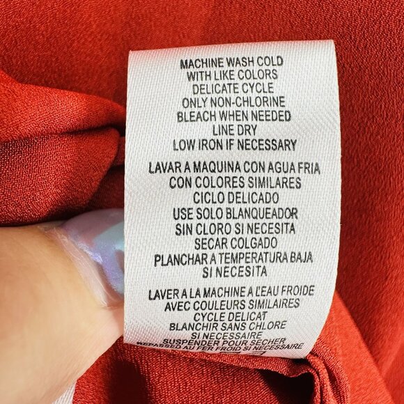 Calvin Klein Red Orange Modern Essential Notch Neck Button Down Long Sleeve Shir - Picture 12 of 12